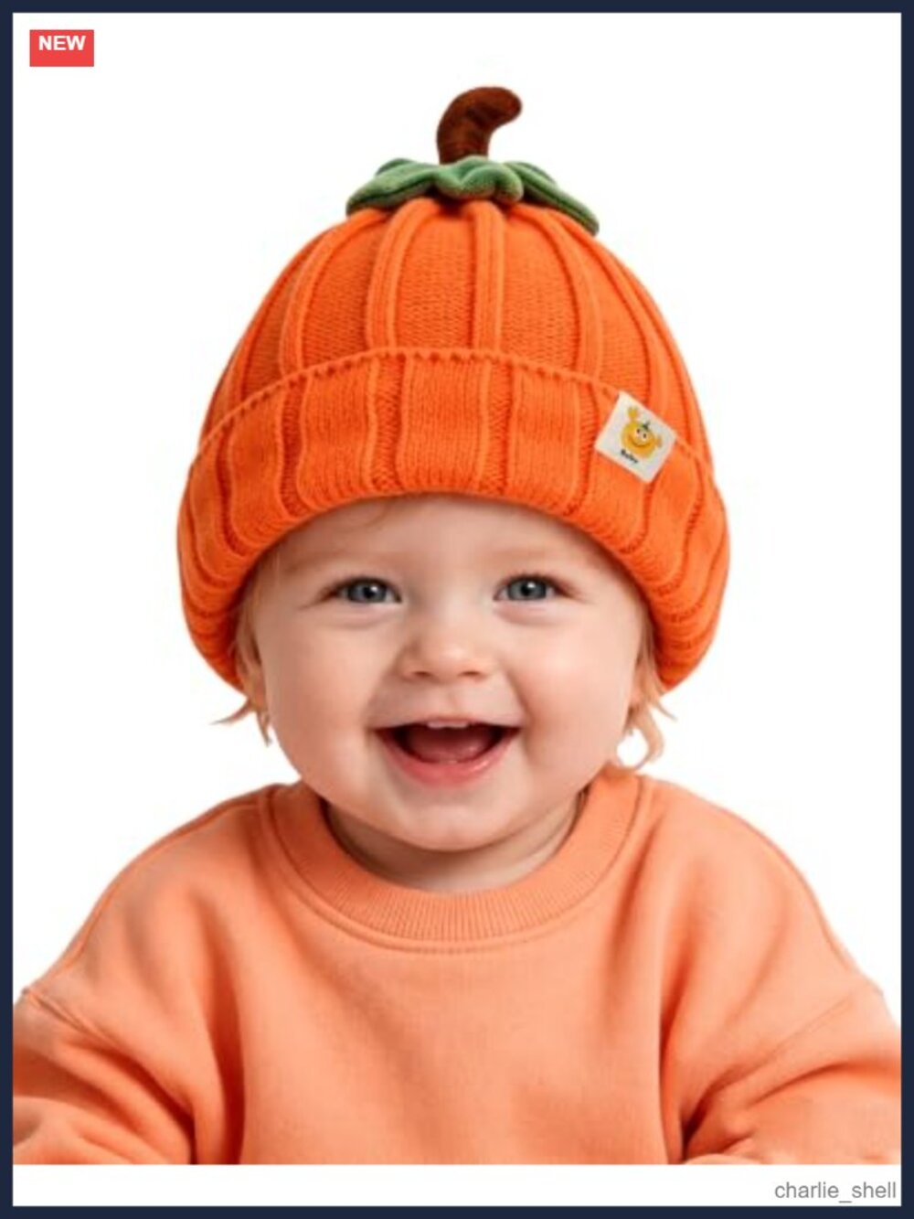 Knitted Beanie Hat Pumpkin Design Warm Stretch Winter Autumn